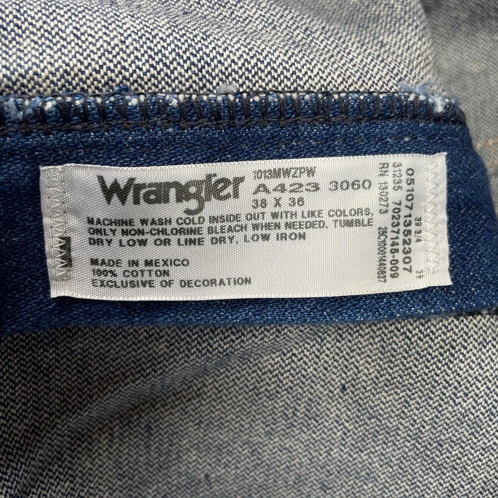 Wrangler Jeans Mens 38x36 Blue Cowboy Cut 13MWZ Original Fit Straight Leg Denim